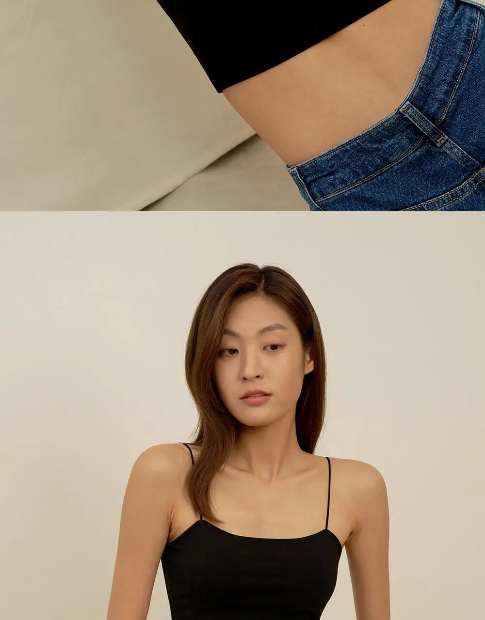 [류혜영 PICK] 마른파이브 날마다 모달 코튼 캡내장 크롭 얇은 끈 나시 FREE,XL (블랙) 상세페이지 51